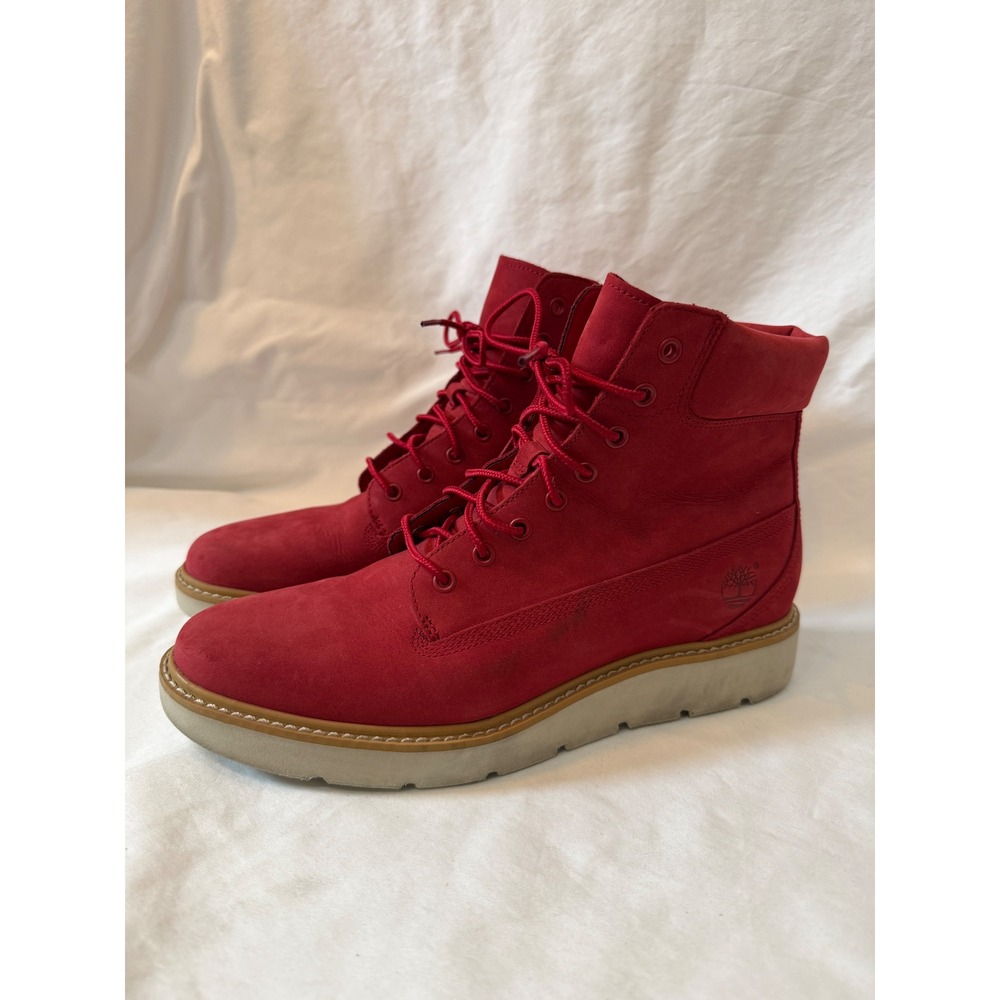 Timberland Kenniston 6 Inch Red Nubuck Leather Boots Womens 8.5 A1JUO SensorFlex